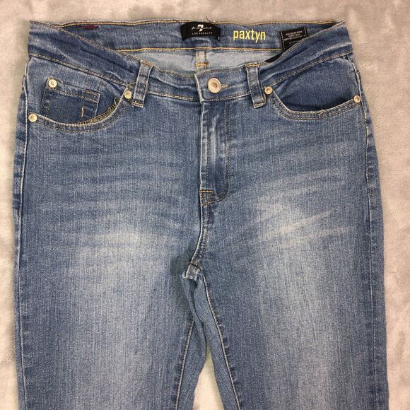 7 For All Mankind Women’s 12 Paxtyn Jeans Medium Wash Straight Leg 28x28 - Picture 2 of 9